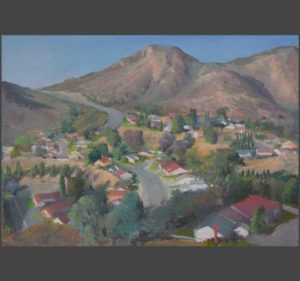 Cowles Mountain over San Carlos, 26 x 36 inches, oil on linen mounted on board, 2013
