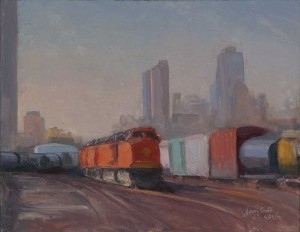trains - 4/14/14, 11 x 14 inches, oil on panel