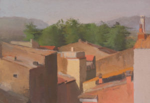Civita Rooftops with Pines, 10 x 14.5 inches, oil on paper 2015